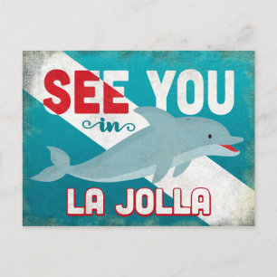 La Jolla Dolphin - Retro Vintage Travel Postcard