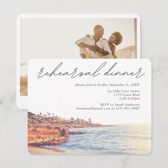 La Jolla Rehearsal Dinner Wedding Enclosure Card (Front/Back)