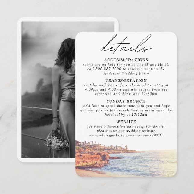 La Jolla Wedding Details Enclosure Card (Front/Back)