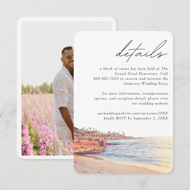 La Jolla Wedding Hotel Room Block Details Enclosure Card (Front/Back)
