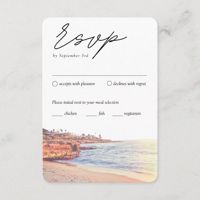 La Jolla Wedding Traditional RSVP Meal Option Enclosure Card (Front)