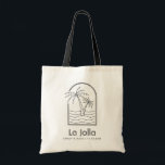 La Jolla Wedding Welcome Destination Wedding Tote Bag<br><div class="desc">Welcome your La Jolla destination wedding guests with these custom Wedding Welcome Bags! Embrace the sunny spirit of La Jolla with this classic tote featuring a palm tree and ocean line sketch design. Customise it with the name and location of your wedding. Give your guests a stylish gift to be...</div>