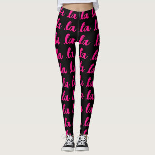 ,la  Kamala comma pronounce hot pink text black Leggings