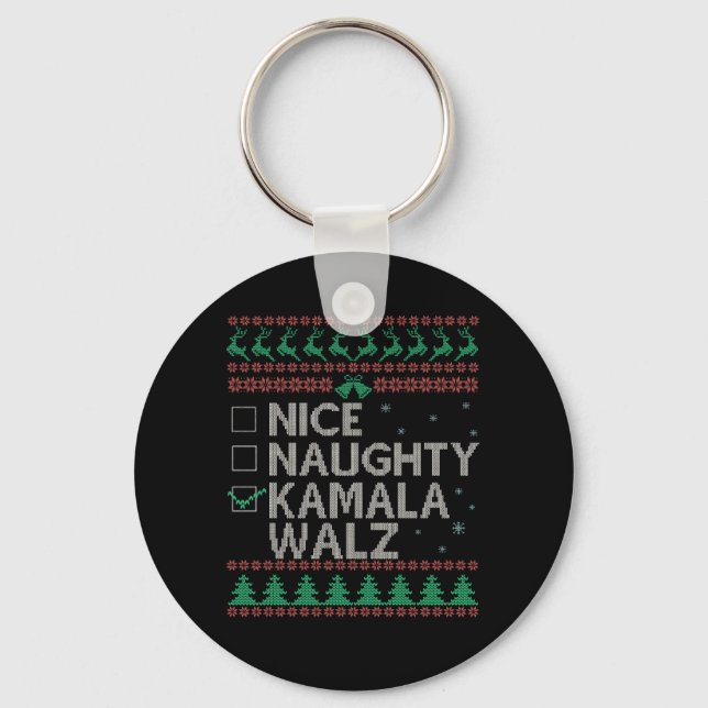 La Kamala Harris Ugly Christmas Sweater Election Key Ring (Front)