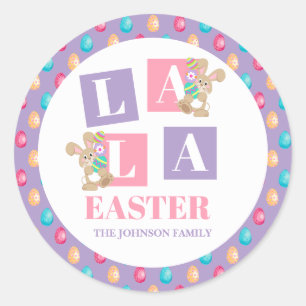 La La Easter Bunny Egg Hunt Classic Round Sticker