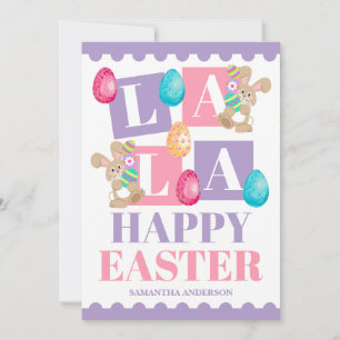 La La Easter Bunny Egg Hunt Holiday Card