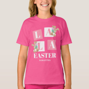 La La Easter Cute Bunny Pink Girls  T-Shirt