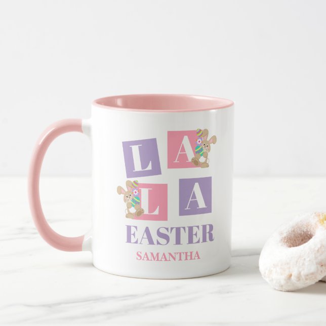 La La Easter Cute Spring Bunny Mug (With Donut)