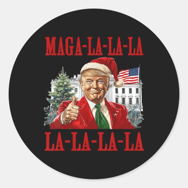 La La La Donald Trump Potus 47 Ugly Christmas Swea Classic Round Sticker (Front)