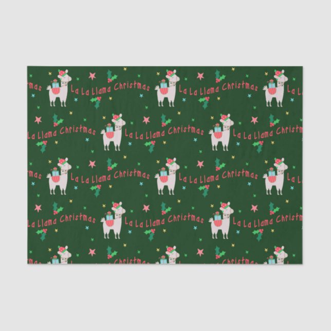 La La Llama Christmas Tissue Paper (Front)