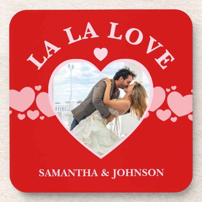 La La Love Valentine’s Day Couple Photo Coaster (Front)