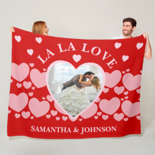 La La Love Valentine’s Day Couple Photo Fleece Blanket