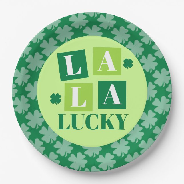 La La Lucky St. Patrick’s Day Green Paper Plate (Front)