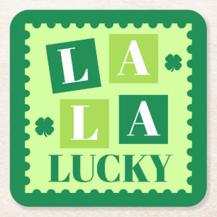 La La Lucky St. Patrick’s Day Square Paper Coaster