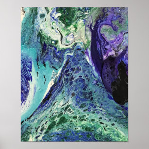 La Laguna #1 painting in blue, teal, white Poster