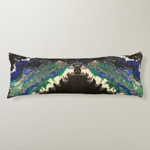 La Laguna painting black blue teal white  Body Cushion