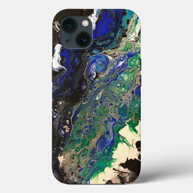 La Laguna painting black blue teal white  Case-Mate iPhone Case (Back)