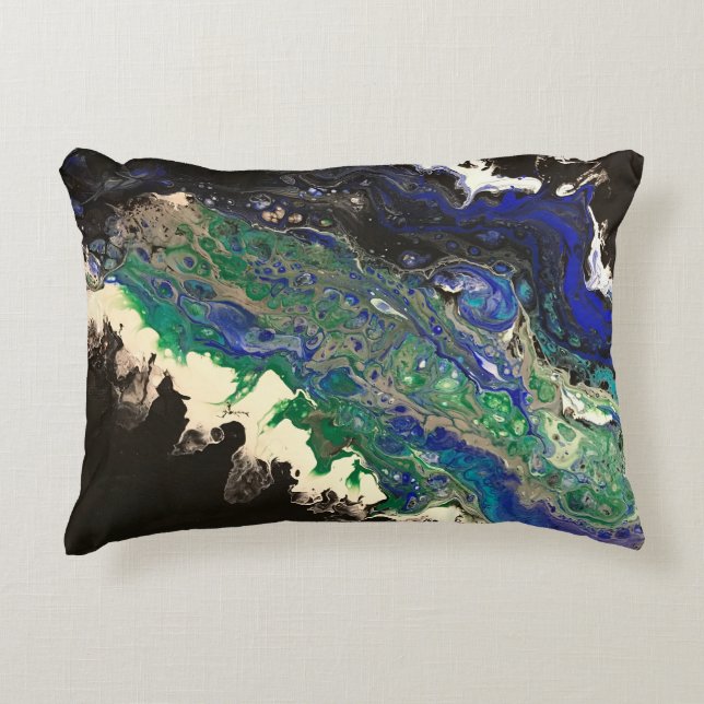 La Laguna painting black blue teal white  Decorative Cushion (Front)
