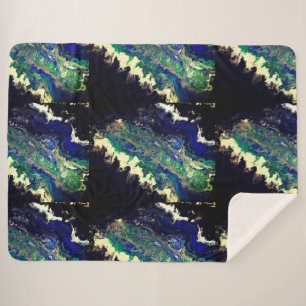 La Laguna painting black blue teal white Sherpa Blanket