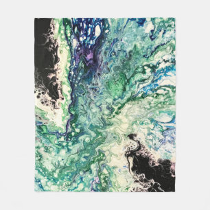 La Laguna painting blue teal white black  Fleece Blanket