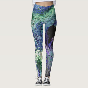 La Laguna painting blue teal white black Leggings