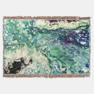 La Laguna painting blue teal white black Throw Blanket