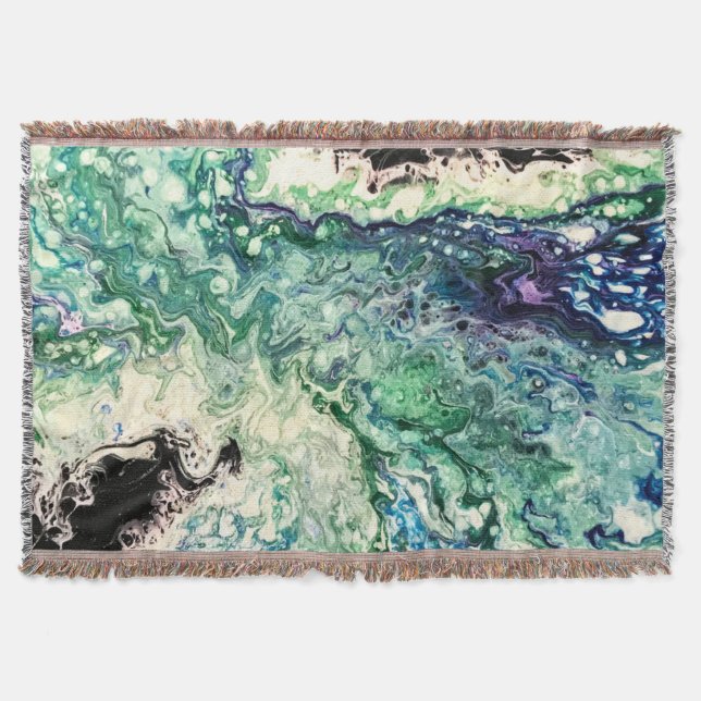 La Laguna painting blue teal white black  Throw Blanket (Front)