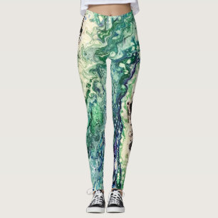La Laguna series of paintings in black teal blue  Leggings