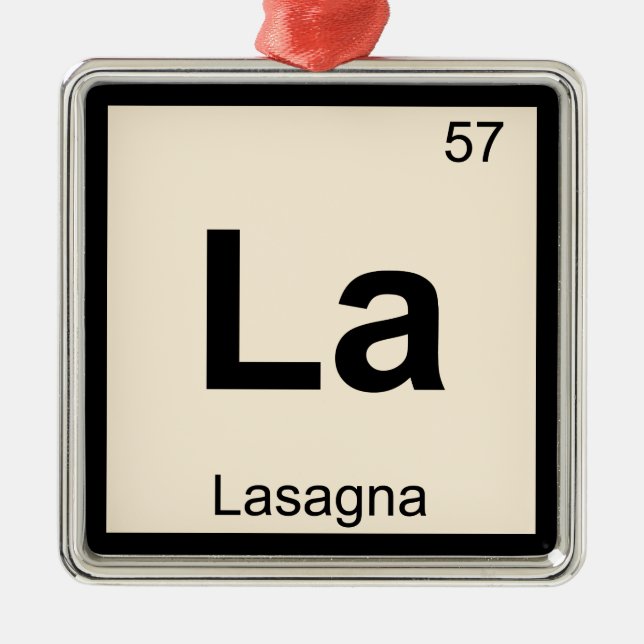La - Lasagna Pasta Chemistry Periodic Table Symbol Metal Tree Decoration (Front)