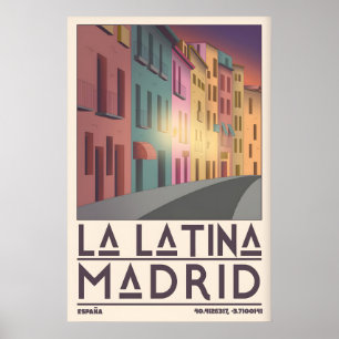 La Latina Madrid Wall Art Vintage Poster Style