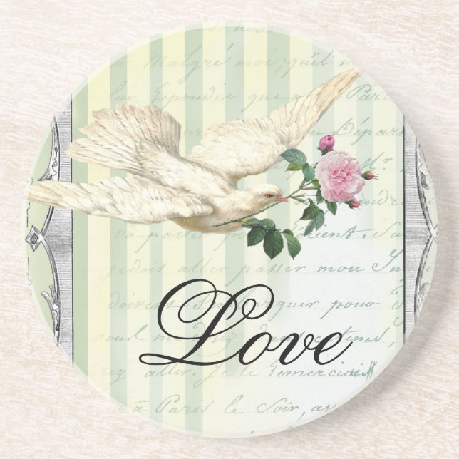 La Lettre D’amour Dove Coaster (Front)