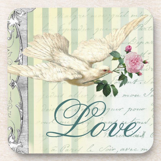 La Lettre D’amour Dove Coaster (Front)