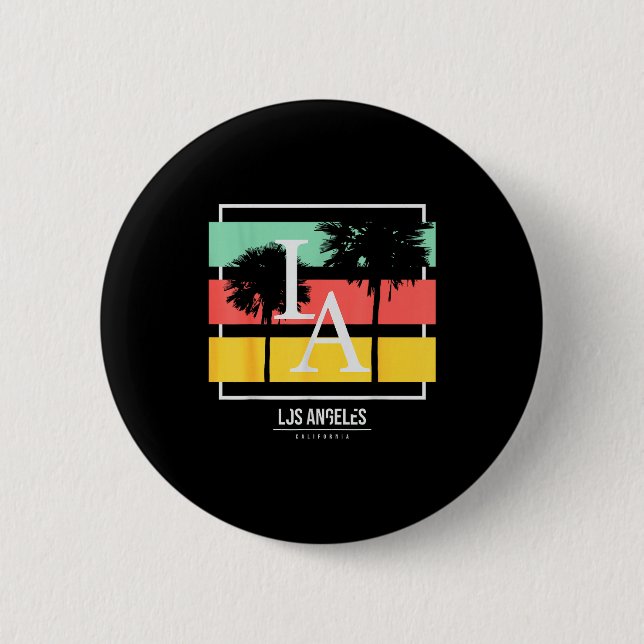 La Los Angeles California  6 Cm Round Badge (Front)