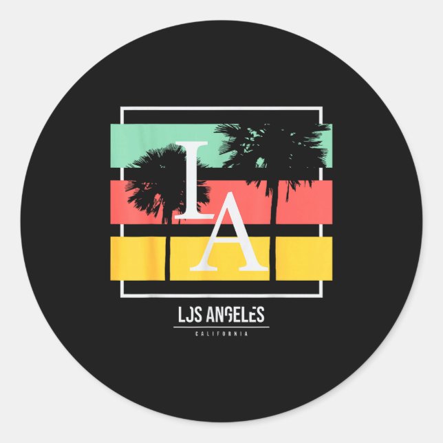 La Los Angeles California  Classic Round Sticker (Front)