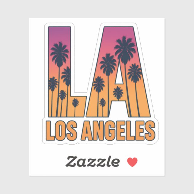 LA Los Angeles Palm Trees Sunset Retro Design (Sheet)