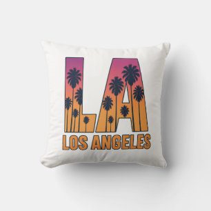 LA Los Angeles Palm Trees Sunset Retro Design Cushion