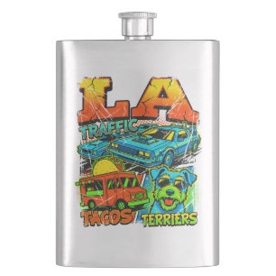La Los Angeles Traffic Tacos And Terriers Hip Flask