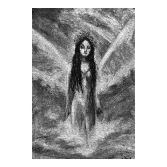 La Luna Dark Angel Fairy Goth Woman Original Art Photo Print (Front)