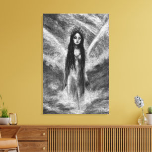La Luna Dark Angel Fairy Woman Goth Fantasy Art Canvas Print