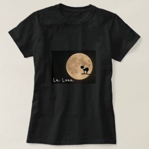 La Luna slogan gothic black cat with full moon T-Shirt