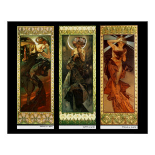 La lune et les étoiles by Alphonse Mucha Poster
