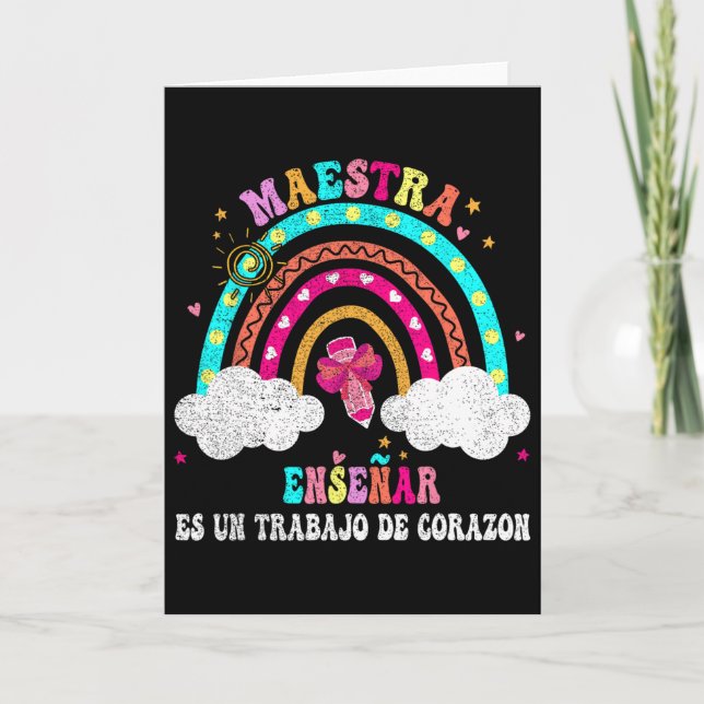 La Maestra Bilingual Spanish Teacher For Women Und Card (Front)