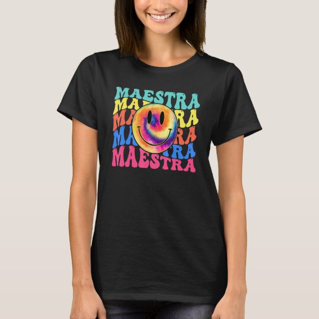 La Maestra Happy Face Spanish Teacher Back To Scho T-Shirt (Front)