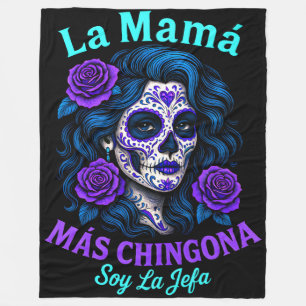 La Mamá Más Chingona Funny Spanish Mum Fleece Blanket