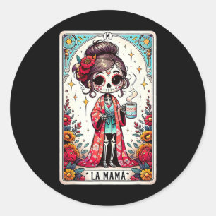 La Mamá Tarot Card Funny Mexican Mum Spanish Mothe Classic Round Sticker