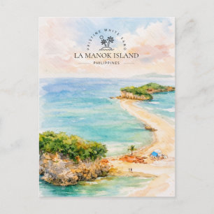 La Manok Island Philippines   Watercolor Souvenir Holiday Postcard