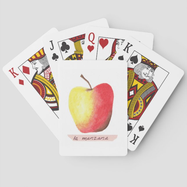 La manzana / The apple Spanish learning Playing Cards (Back)