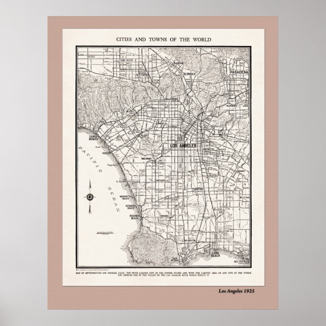 LA Map from 1925 Poster (Front)