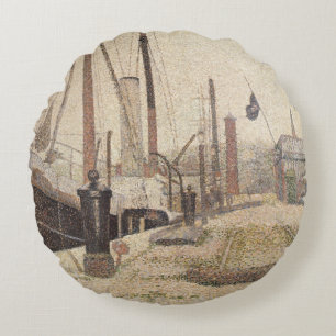 La Maria at Honfleur, 1886 Round Cushion