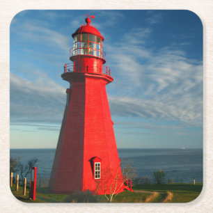 La Martre Lighthouse Matane On The Gaspe Square Paper Coaster